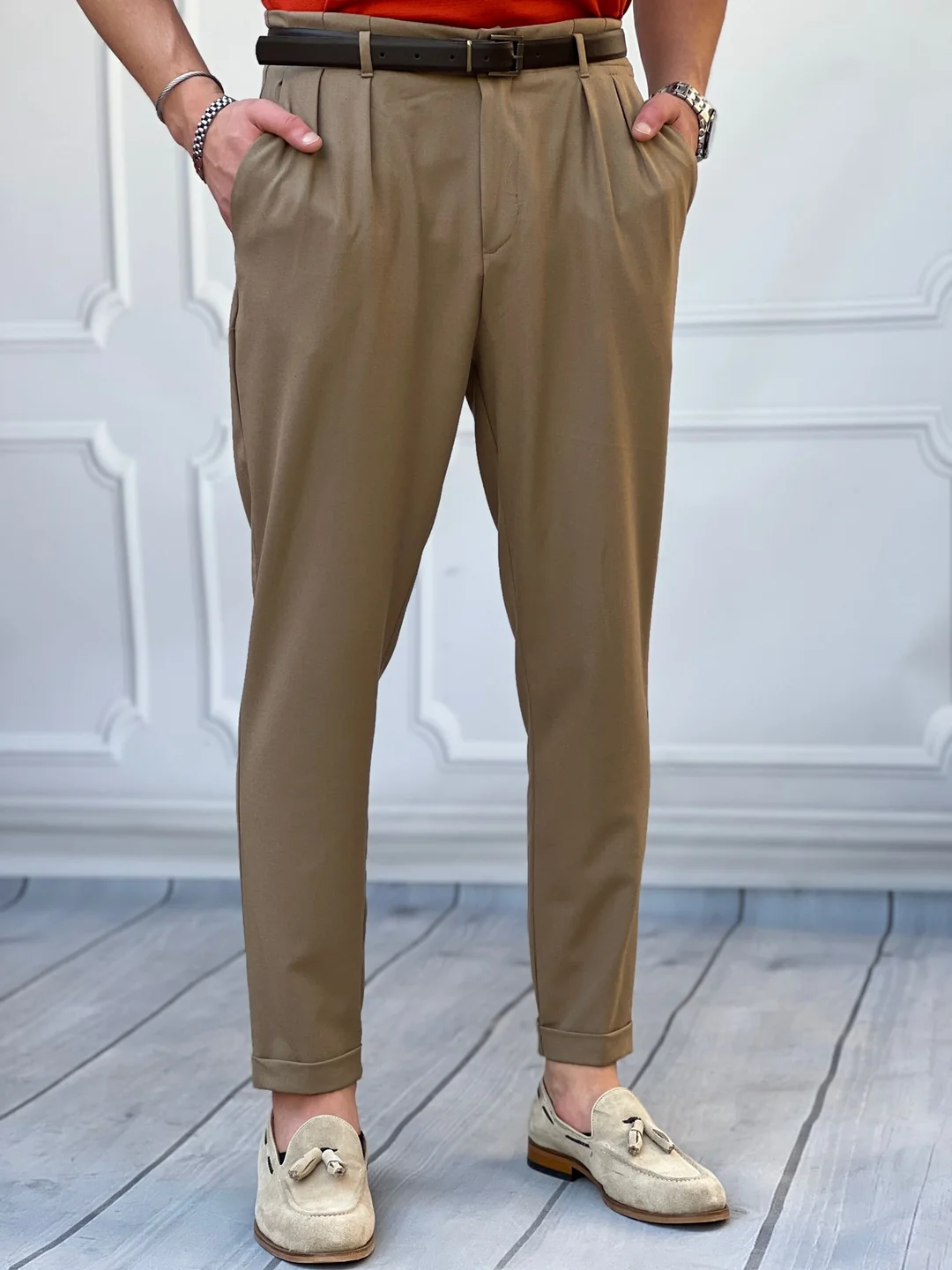 Kemer Detaylı İtalyan Kesim Pileli Pantolon - küçük resim 2